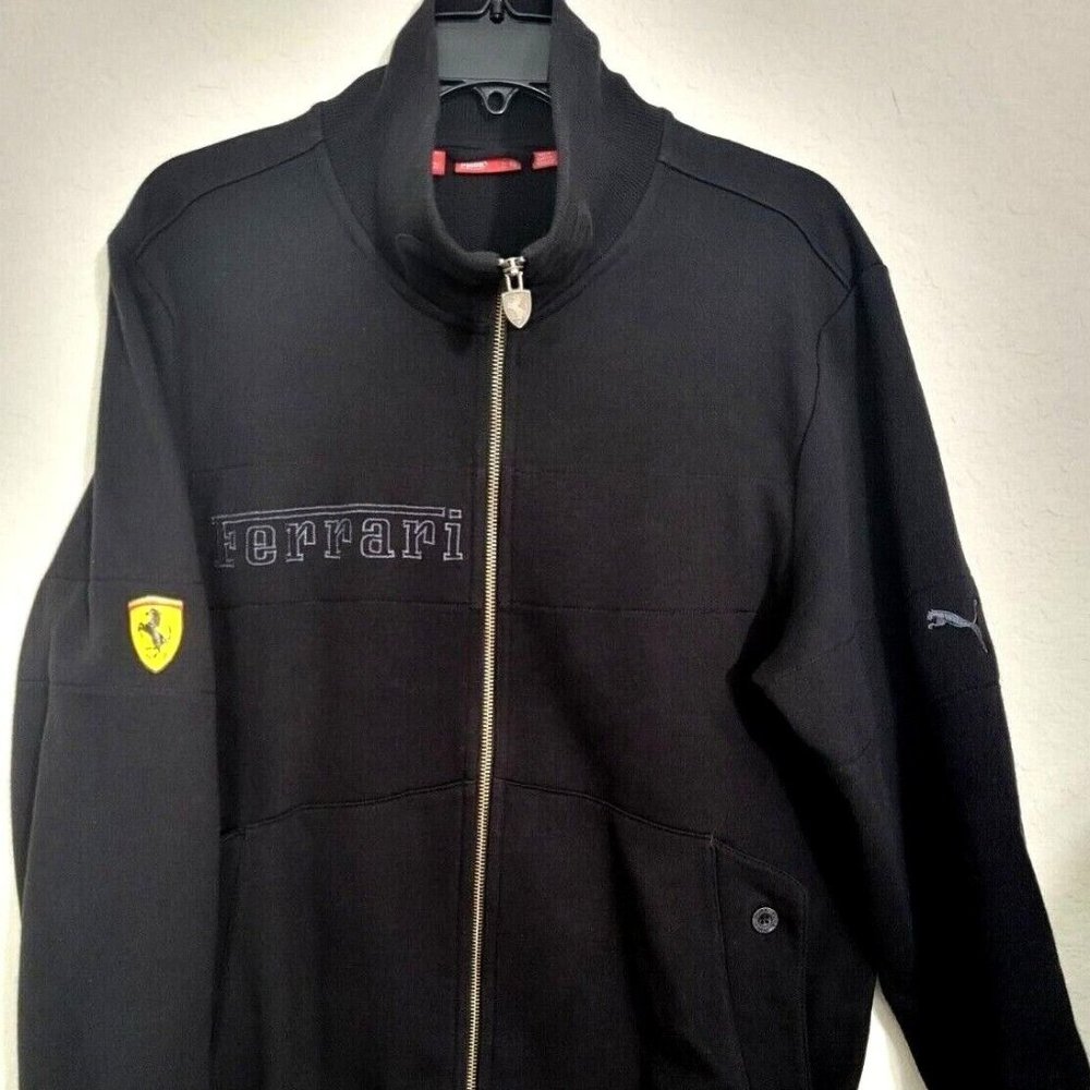 PUMA FERRARI FULL ZIP SWEAT JACKET RARE EMBROIDERED BLACK M,L NWT!
